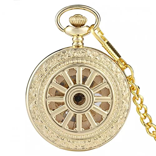 YINGMUZI Royal Golden Mechanische Taschenuhr Hohle Skeleton Uhr Römische Zahlen Display Bestes Zubehör Anhänger Uhr für Herren Anzug Hochzeitstag Vatertag Weihnachten Geburtstagsgeschenk von YINGMUZI