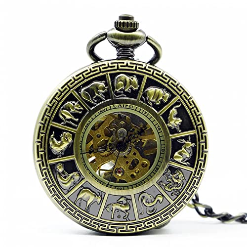 YINGMUZI Steampunk Skeleton Mechanische Taschenuhr Antike Taschenuhren Animal Design Pocket & Fob Chain Männliche Uhr Für Männer Frauen Hochzeitstag Vatertag Weihnachten Geburtstagsgeschenk von YINGMUZI