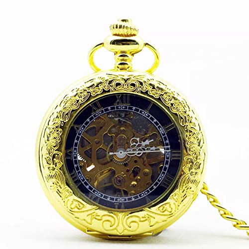 YINGMUZI Taschenuhr Römische Ziffern Zifferblatt Mechanische Handaufzug Taschenuhren Modefarben Männer Frauen Uhren Anhänger Kette Halskette Hochzeitstag Vatertag Weihnachten Geburtstagsgeschenk von YINGMUZI