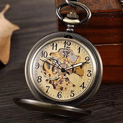 YINGMUZI Vintage Glatte Hohle mechanische Taschenuhr Steampunk arabische Ziffern Handaufzug Fob Uhr Kette Skelett Anhänger Männer Frauen Hochzeitstag Vatertag Weihnachten Geburtstagsgeschenk von YINGMUZI