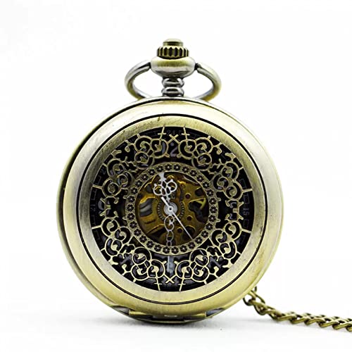 YINGMUZI Vintage Mechanische Taschenuhr Herren Klassisch Elegant Hohles Skelett Handaufzug Retro Männliche Uhr Anhänger FOB Kettenuhren Hochzeitstag Vatertag Weihnachten Geburtstagsgeschenk von YINGMUZI