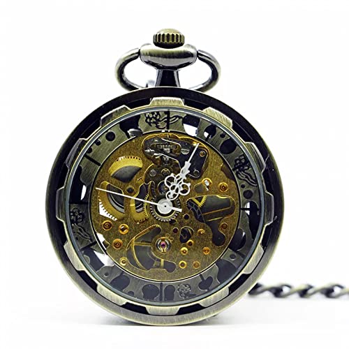 YINGMUZI Vintage Steampunk mechanische Taschenuhr Skelett Fob Kette Taschenuhren römische Zahl Uhr Anhänger Handaufzug Herren Damen Hochzeitstag Vatertag Weihnachten Geburtstagsgeschenk von YINGMUZI