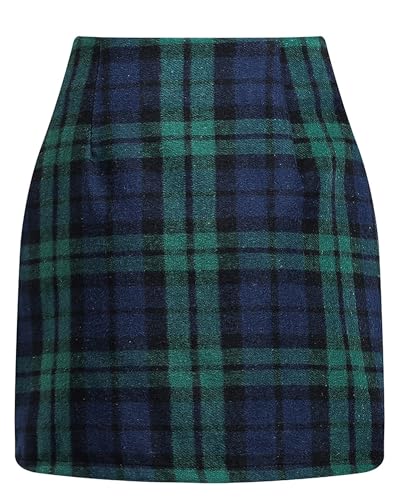 YINGWIN Bleistiftrock Minirock Kariert Rave Rock mit Hose Drunter Wollrock für Herbst und Winter hohe Taille Figurbetonter Festival Outfit Damen von YINGWIN