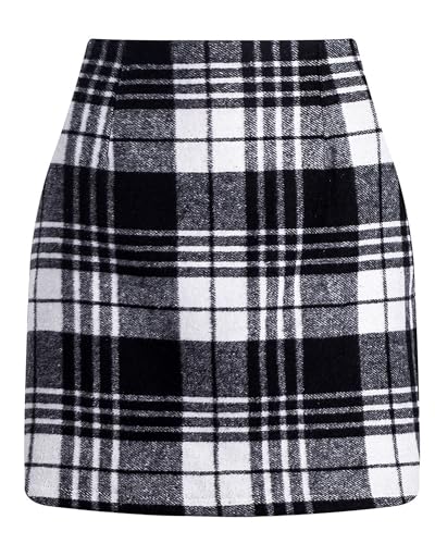 YINGWIN Bleistiftrock Minirock Kariert Rave Rock mit Hose Drunter Wollrock für Herbst und Winter hohe Taille Figurbetonter Festival Outfit Damen von YINGWIN