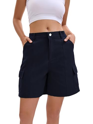 YINGWIN Cargohose Damen Casual Kurze Hose Damen Bermuda Shorts Sommer Wanderhose Outdoorhose Kurze Sporthose mit Taschen von YINGWIN