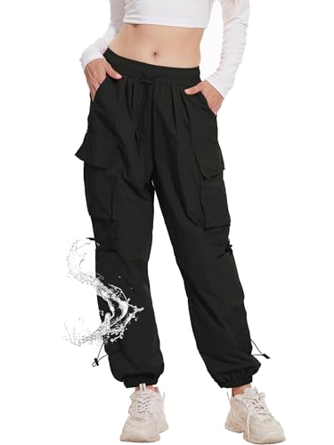 YINGWIN Damen Cargohose, Schnelltrocknend, Wasserdicht, 6 Taschen, Verstellbarer Kordelzug, Elastischer Bund – Outdoor Jogginghose von YINGWIN