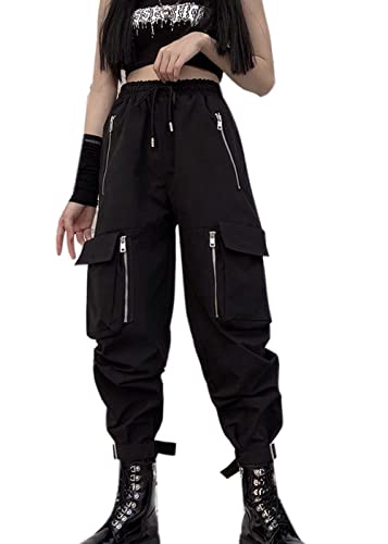 YINGWIN Cargohose Damen Mehrfachtasche Gothic Kleidung Damen Jogginghose Goth Punk Y2k Techwear Hose Festival Hose von YINGWIN