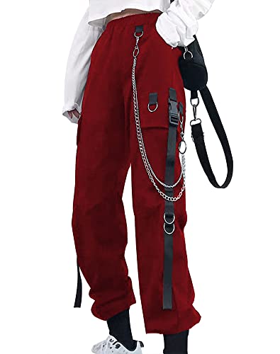 YINGWIN Cargohose Damen mit Hosenkette Gothic Kleidung Damen Goth Punk Y2k Techwear Hose Festival Hose Jogginghose von YINGWIN