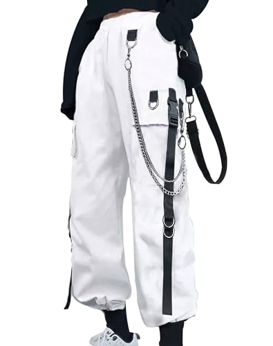 YINGWIN Cargohose Damen mit Hosenkette Gothic Kleidung Damen Goth Punk Y2k Techwear Hose Festival Hose Jogginghose von YINGWIN
