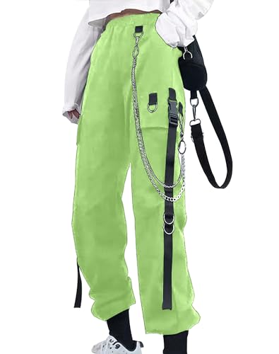 YINGWIN Cargohose Damen mit Hosenkette Gothic Kleidung Damen Goth Punk Y2k Techwear Hose Festival Hose Jogginghose von YINGWIN
