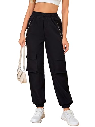 YINGWIN Damen Cargohose mit Elastischem Bund Cargo Hosen Y2k Techwear Arbeitshose Rave Hose Bequeme Outdoor- und Freizeitkleidung von YINGWIN