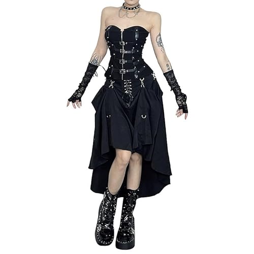 YINGWIN Damen Lang Renaissance Rock Vintage Hohe Taille Lang Viktorianischen Steampunk Rock A-Linie Piratenrock, Schwarz , L YINGWIN Damen Lang Renaissance Rock Vintage Hohe Taille Lang Viktorianischen Steampunk Rock A-Linie Piratenrock, Schwarz , L von YINGWIN