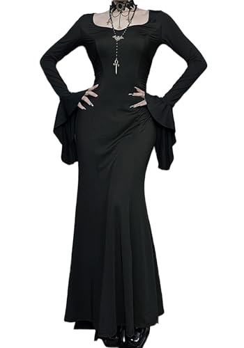 YINGWIN Gothic Kleidung Damen Halloween Kostüm Damen Elegante Kleider Langarm Cosplay Mittelalter Kleidung Ballkleid Maxikleid von YINGWIN