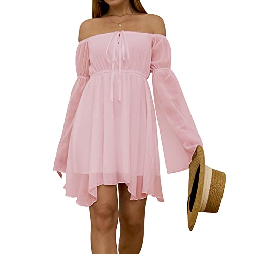 YINGWIN Piratenkostüm Damen Kleider Chiffonkleid Damen Off Shoulder Kleid Strandkleid Party Karneval Kostüm Piratin Kostüm Freizeitkleid Gebauschtes Rüschenkleid von YINGWIN