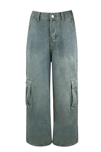 YINGWIN Straight Leg Denim Hose Boyfriend Jeans Damen Baggy Jeans Damen Aesthetic Stuff Y2k 90er Jahre Outfit von YINGWIN