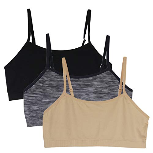 Zurück zu Schule 3 Stücke Mädchen-Sport-BHS-Westen Unterwäsche-Oben justierbarer Schulter-Bügel.YINI … (3 Pieces(Black/beige/Grey), M(60cm super elastisch)) von YINI