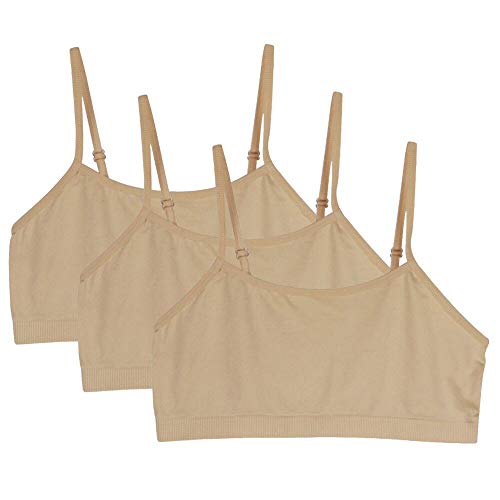 Zurück zu Schule 3 Stücke Mädchen-Sport-BHS-Westen Unterwäsche-Oben justierbarer Schulter-Bügel.YINI … (3 Pieces beige, XL) von YINI
