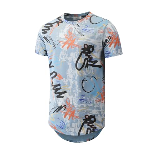 YININF Herren Hipster Hip Hop Kurzarm Print T-Shirt Shirts Herren, 024Blue, XL von YININF
