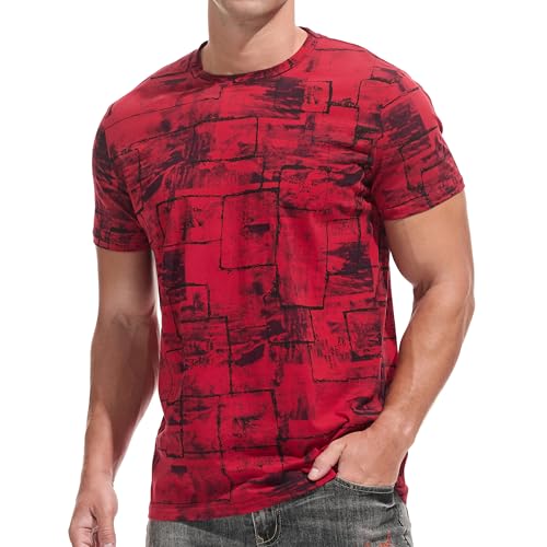 YININF Herren-T-Shirt, Hipster, kurzärmelig, einfarbig, Rundhalsausschnitt, Baumwolle, weich, tailliert, 110 Rot, XL YININF Herren-T-Shirt, Hipster, kurzärmelig, einfarbig, Rundhalsausschnitt, Baumwolle, weich, tailliert, 110 Rot, XL von YININF