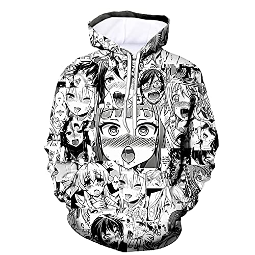 YININGDIANZI Unisex Ahegao Face T-Shirts Shorts Lebensecht 3D Druck Anime Hoodie Sweatpants Lustige Hoodies Weste, Hoodie, XXL von YININGDIANZI