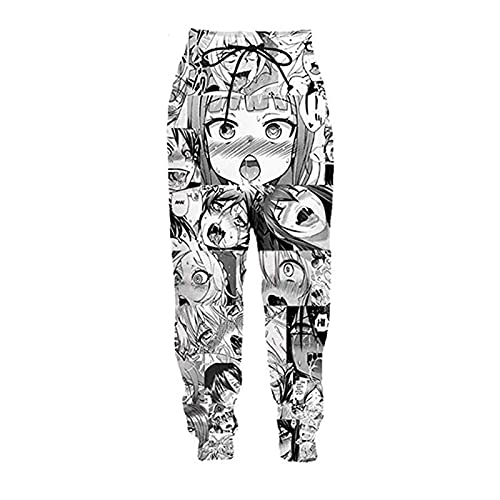 YININGDIANZI Unisex Ahegao Face T-Shirts Shorts Lebensecht 3D Druck Anime Hoodie Sweatpants Lustige Hoodies Weste, Hose, M von YININGDIANZI