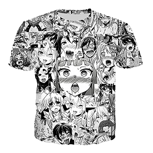 YININGDIANZI Unisex Ahegao Face T-Shirts Shorts Lebensecht 3D Druck Anime Hoodie Sweatpants Lustige Hoodies Weste, T-Shirts, XXL von YININGDIANZI