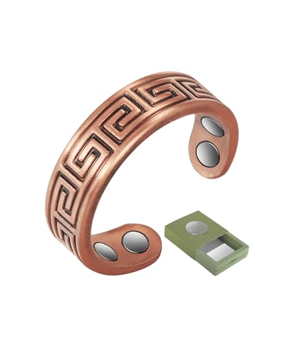 YINOX 19,1 cm Vintage Antik reines Kupfer Damen Herren Armband Schmuck Magnetarmband Herren Geschenk (Kupferring) von YINOX