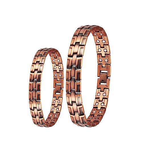 Magnetfeldtherapie-Arthritis-Kupfer-Schmuckset für Männer, 3500 Gauss-Magnettherapie lindert effektiv Arthritis und Handgelenkschmerzen und kombiniert Mode und Gesundheit (Armband und Fußkettchen) (A) von YINOX