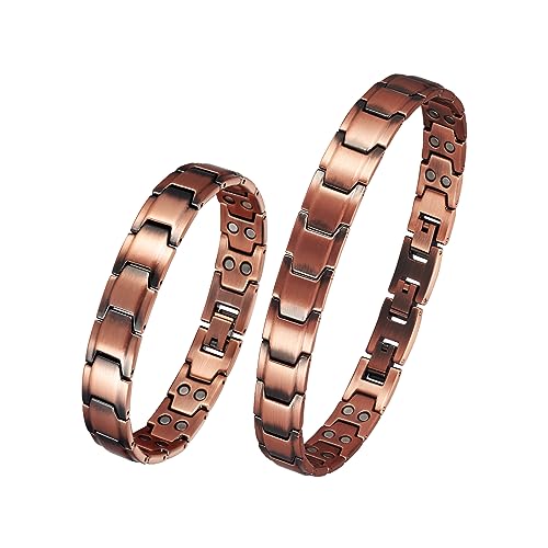 Magnetfeldtherapie-Arthritis-Kupfer-Schmuckset für Männer, 3500 Gauss-Magnettherapie lindert effektiv Arthritis und Handgelenkschmerzen und kombiniert Mode und Gesundheit (Armband und Fußkettchen) (E) von YINOX