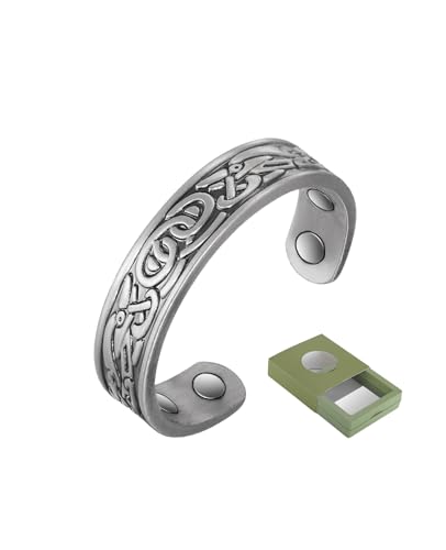 YINOX 2,3-Zoll-Magnettherapie-Kupferring für Männer und Frauen, 4 starke Magnete lindern effektiv Arthritis und Migräne, frei einstellbarer Magnetschmuck von YINOX