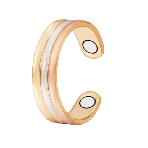 YINOX 3500 Gauss Magnetring für Damen, Magnetring aus 99,99% reinem Kupfer, klassischer und eleganter dreifarbiger Ring, inklusive Geschenkbox, geeignet zum Verschenken (QR) von YINOX