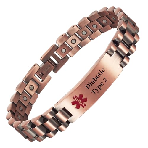 YINOX Edelstahl Unisex medizinisches Armband mit Symbol, Notfallmedizinarmband, Notfallalarmarmband, Gesundheit und Stil vereint. (Diabetes Type 2) von YINOX