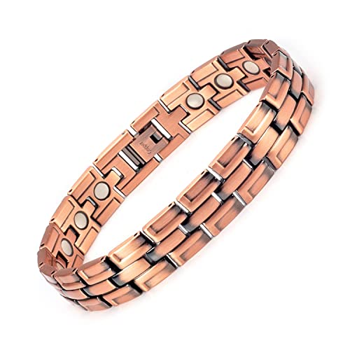 YINOX Magnetisches kupfernes Armband für Männer Gunmetal mit den starken Magneten 34pcs justierbar 21.5CM / 12MM COB-0104C von YINOX