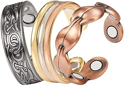 YINOX Ring für Arthritis, 99,9 % reines Kupfer, Magnettherapie-Ring, für Männer und Frauen, 3 Stück Magnettherapie-Schmuck für Arthritis, Karpaltunnelsyndrom, Finger, Daumen (Länge 57,5 mm), Keramik, von YINOX