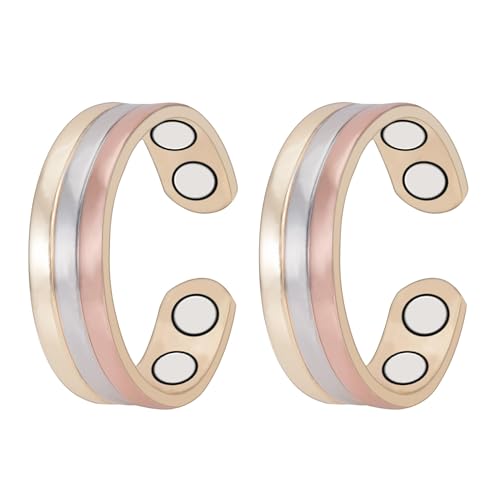 YINOX Superstarker magnetischer Kupferring für Männer und Frauen, klassischer magnetischer Kupferring im offenen Stil, inklusive 4 NdFeB-Magneten und hochwertiger Geschenkbox (2,3 Zoll) (2 PC) von YINOX