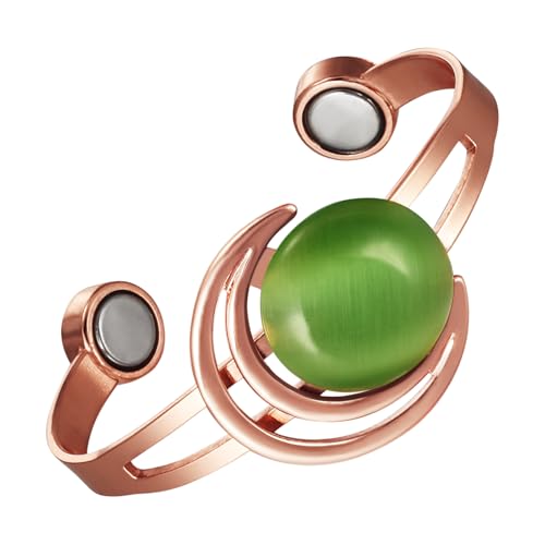 YINOX Superstarkes Magnetarmband aus reinem Kupfer für Damen, modisches Cat-Eye-Armband aus reinem Kupfer, 2 extra große NdFeB-Magnete (C) von YINOX