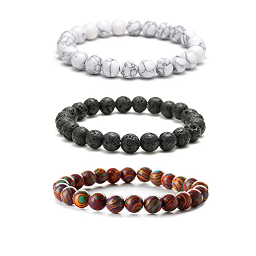 YINRIS Bra000028-S Armband mit natürlichen Kristall-Achat-Perlen, 8 mm, 3 Stück, Stretch-Armband, handgefertigt, Perlenarmband für Damen, 7.5 inch, Kristall, Achat YINRIS Bra000028-S Armband mit natürlichen Kristall-Achat-Perlen, 8 mm, 3 Stück, Stretch-Armband, handgefertigt, Perlenarmband für Damen, 7.5 inch, Kristall, Achat von YINRIS