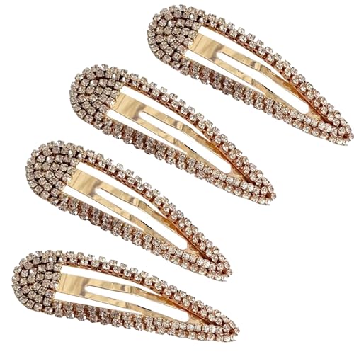 YINSHIU Haarspangen zum Stylen von Lockenwicklern mit Clips, glitzernde Haarspangen, Haarspangen, große Haarspangen für Damen, goldfarbener Clip, klarer Kristall, kleine Wassertropfen-Haarnadel, 6 cm von YINSHIU