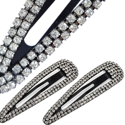 YINSHIU Haarspangen zum Stylen von Lockenwicklern mit Clips, glitzernde Haarspangen, Haarspangen, große Haarspangen für Damen, schwarzer Clip, klarer Kristall, kleine Wassertropfen-Haarnadel, 6 cm, 4 von YINSHIU