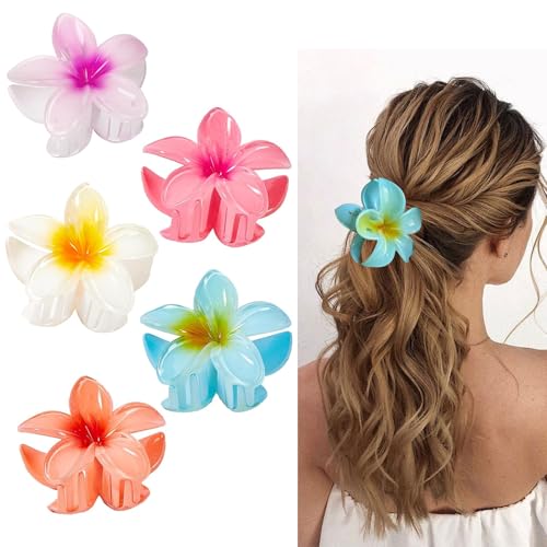 YINZZTRY 5 Stück Blumen Haarklammer Groß, Niedliche Gelée Farbe Haarklammern, Blumen Haarspangen, Hawaii Rutschfeste Haar Jaw Clips, blumen klammer für Frauen, Mädchen YINZZTRY 5 Stück Blumen Haarklammer Groß, Niedliche Gelée Farbe Haarklammern, Blumen Haarspangen, Hawaii Rutschfeste Haar Jaw Clips, blumen klammer für Frauen, Mädchen von YINZZTRY