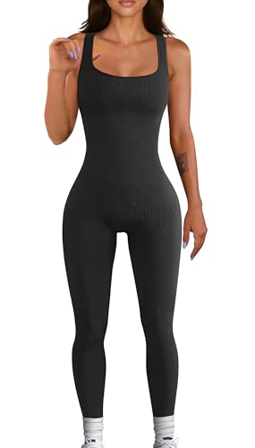 YIOIOIO Frauen Workout Nahtloser Jumpsuit Yoga Gerippt Bodycon Einteiler Tank Top Leggings Strampler, 01black, Small YIOIOIO Frauen Workout Nahtloser Jumpsuit Yoga Gerippt Bodycon Einteiler Tank Top Leggings Strampler, 01black, Small von YIOIOIO