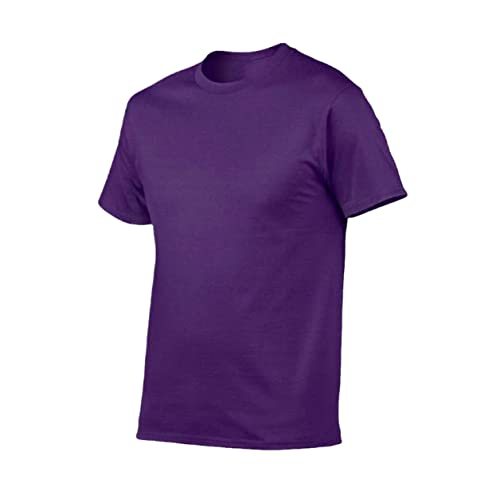 Unifarbenes T-Shirt für Herren, Schwarz / Weiß, 100 % Baumwolle, T-Shirt für den Sommer, Skateboard, T-Shirt, violett, M von YIOLEAMP