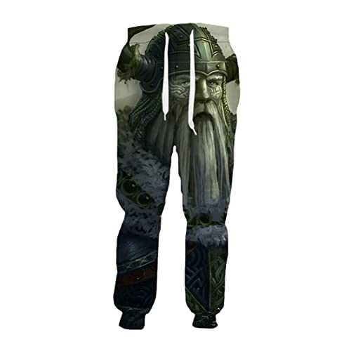 YIOLEAMP Casual Viking Tattoo 3D Hose Männer Hip Hop Sweatpants Frauen Streetwear Kordelzug Hosen, Hose 2, 41-44.5 von YIOLEAMP