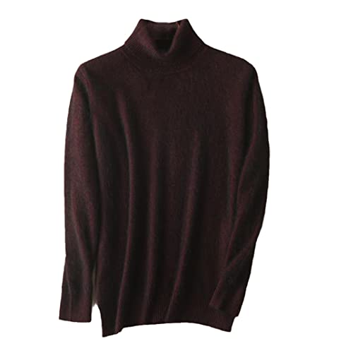 YIOLEAMP Herren-Pullover aus 100 % Kaschmir, Rollkragen, koreanischer Winter, gestrickt, warm, dicke Wolle, Garn, rot, X-Large von YIOLEAMP