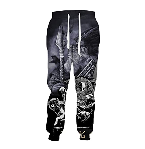 YIOLEAMP Viking Tattoo 3D Druck Hose Herren Damen Herbst All-Match Harajuku Sweatpants, Hose 1, 36-41 von YIOLEAMP