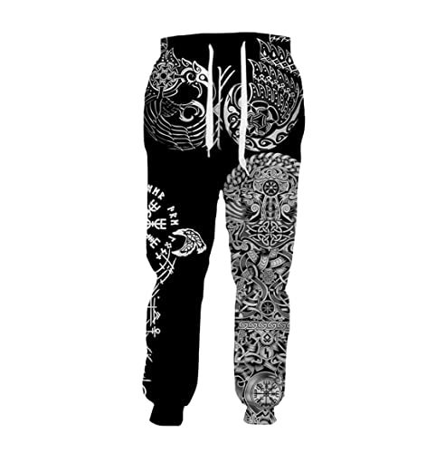 YIOLEAMP Viking Tattoo 3D Druck Jogginghose Herren Damen Harajuku Freizeithose Unisex Street Sweatpants Hose, Hose 1, XXXXXL von YIOLEAMP