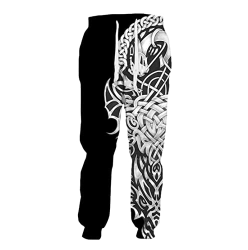 YIOLEAMP Viking Tattoo 3D Druck Jogginghose Herren Damen Harajuku Freizeithose Unisex Street Sweatpants Hose, Hose 5, XXXXXL von YIOLEAMP