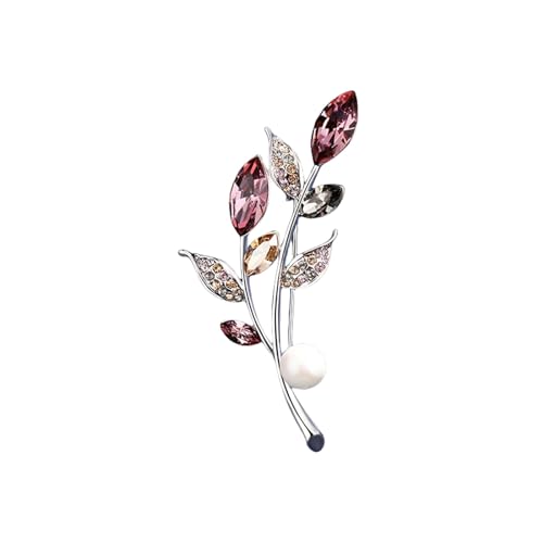 Broschennadeln for Damen und Mädchen, modischer Blumen-Kristall-Strass-Perlenschmuck (Grey : Red, Size : OneSize) von YIORYO