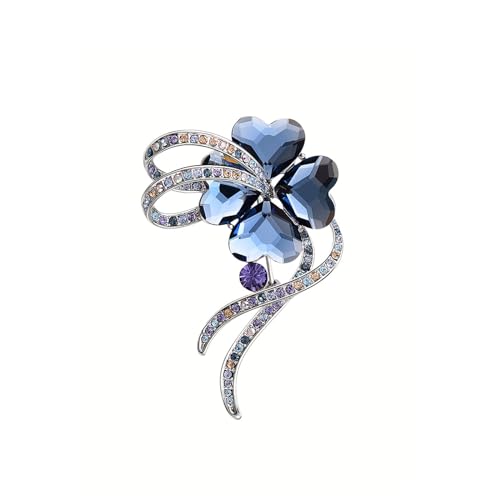 Broschennadeln for Damenmode, elegante Blumenbroschen, Schmuck for Damenmode, Kristallkostümbroschen und -nadeln (Grey : Blue, Size : OneSize) von YIORYO