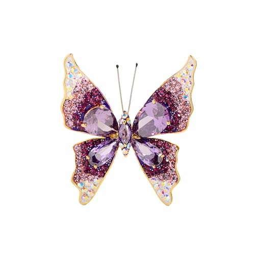 Damen-Brosche in Schmetterlingsform, violett, Zirkon-Schmetterlings-Reversnadel for Mäntel, Jacken, Pullover, Accessoires von YIORYO